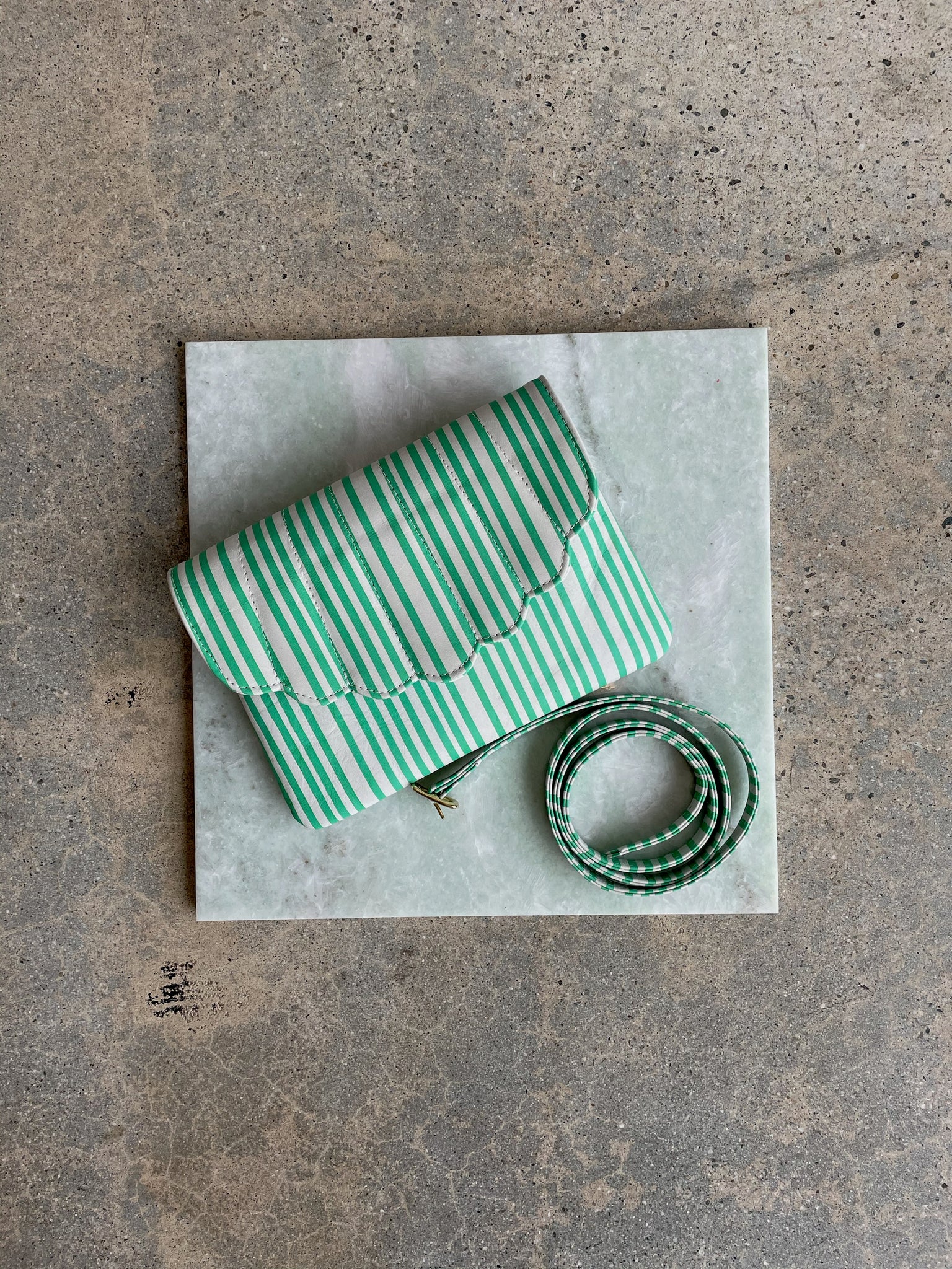 Shell Fanny Pack | Green and White Stripe